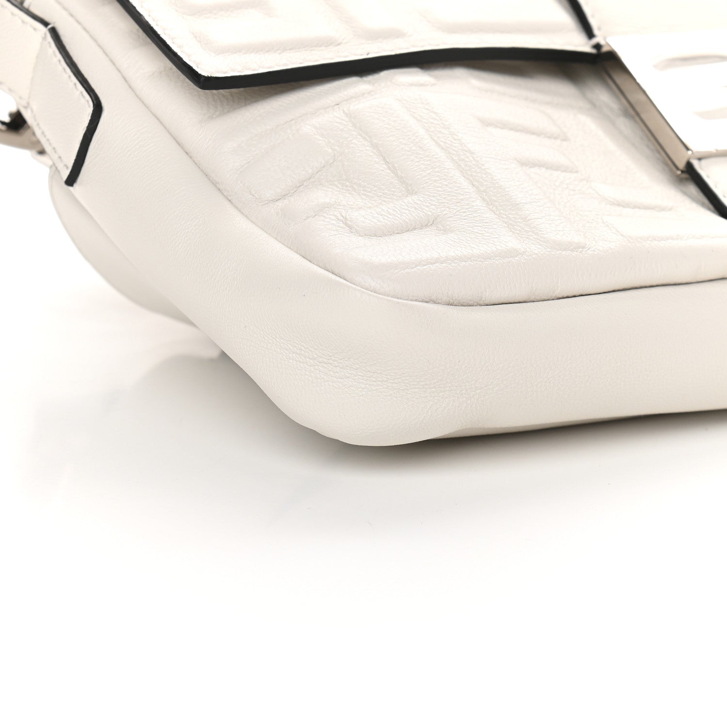 Fendi Nappa FF 1974 Embossed Belt Baguette Bag White 8 of 9