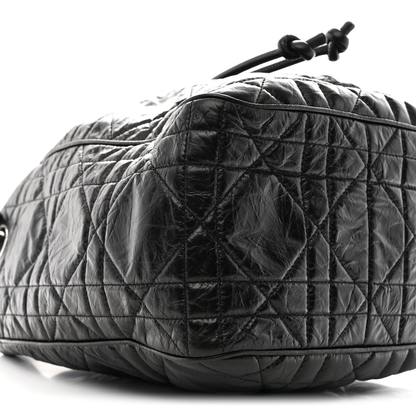Crinkled Calfskin Macrocannage Medium D-Motion Bag Black