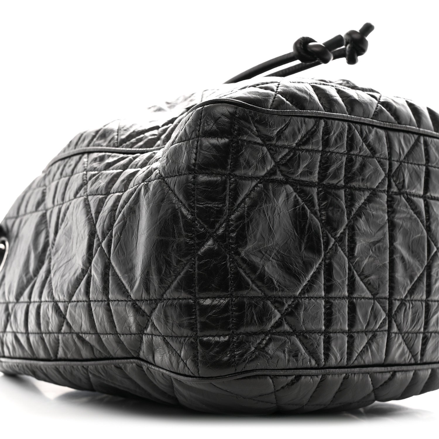Christian Dior Crinkled Calfskin Macrocannage Medium D-Motion Bag Black 9 of 10