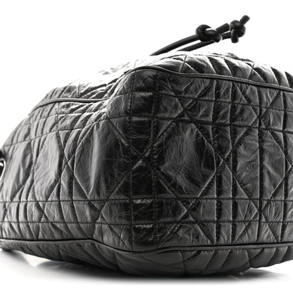 Christian Dior Crinkled Calfskin Macrocannage Medium D-Motion Bag Black 9 of 10
