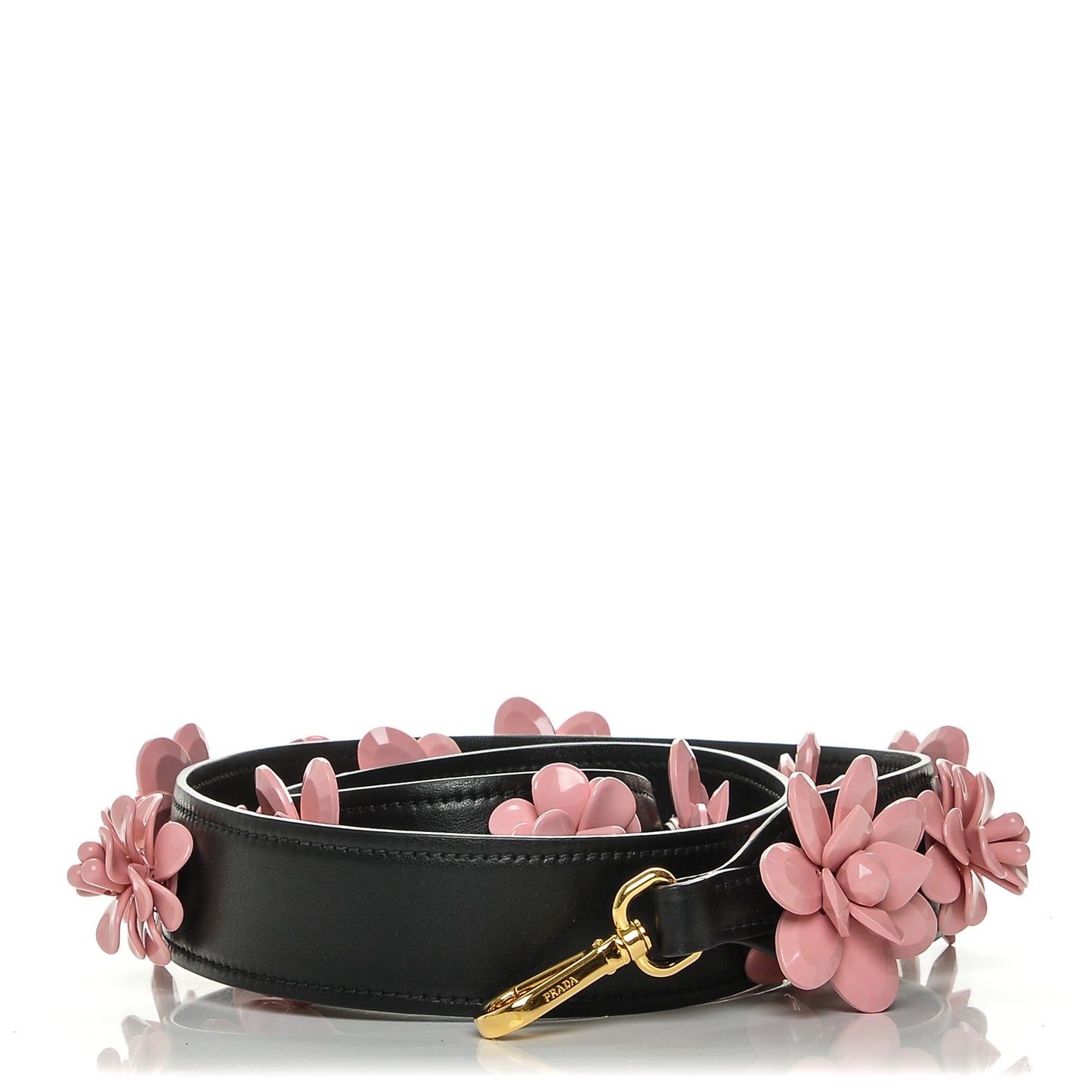 Calfskin Plexiglass Flower Shoulder Strap Black Pink