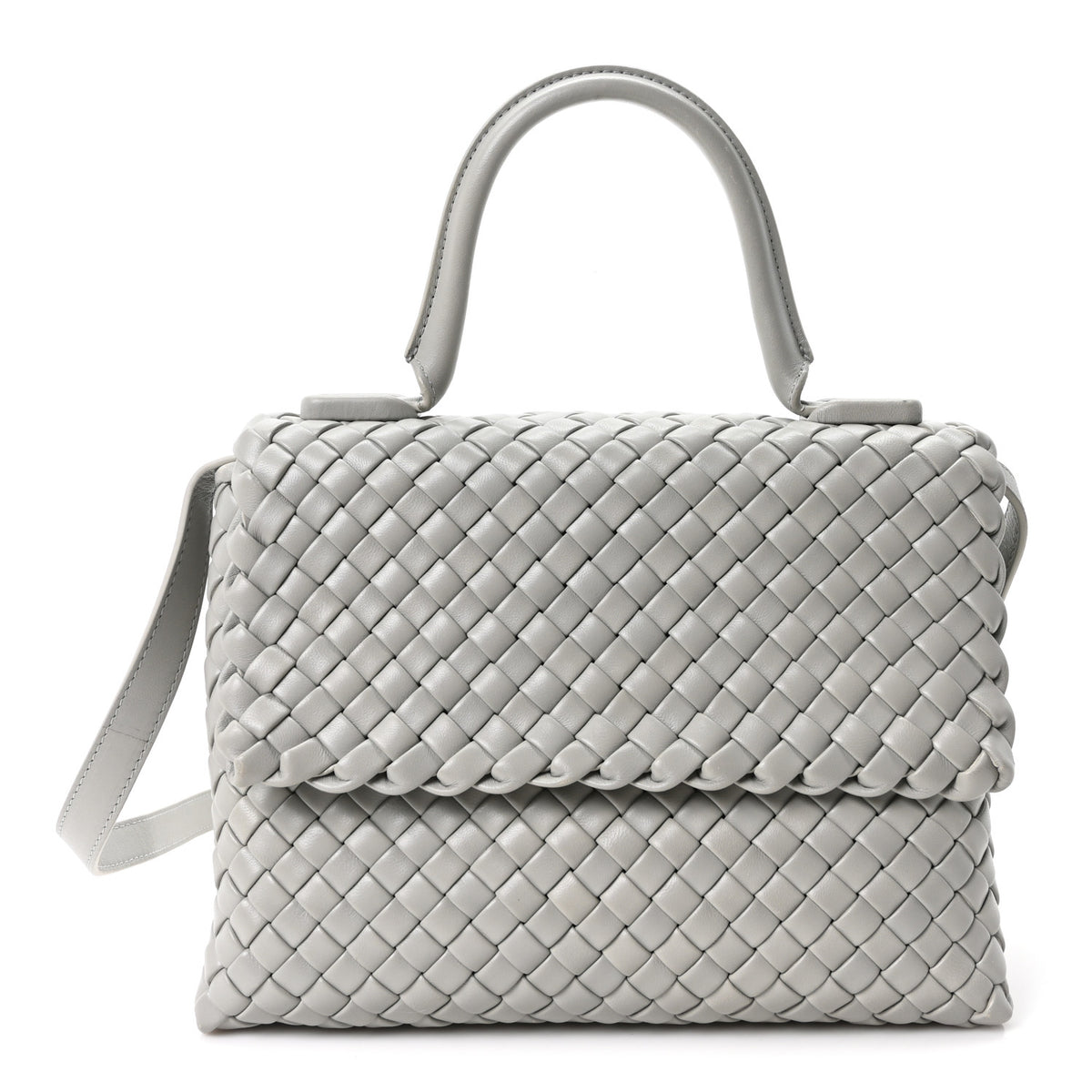 Nappa Intrecciato Patti Top Handle Bag Agate Grey