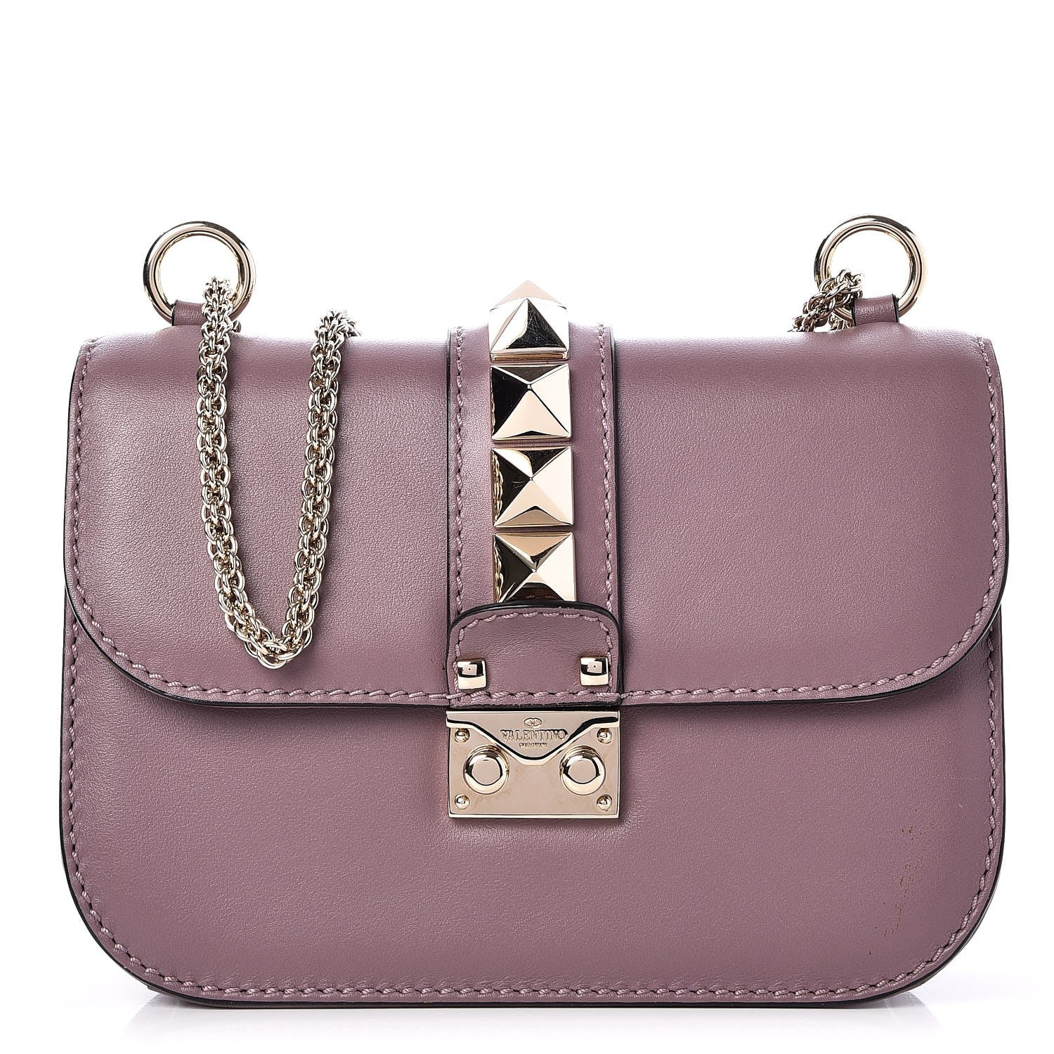 Valentino Garavani Vitello Small Glam Lock Rockstud Flap Dark Mauve 1 of 7