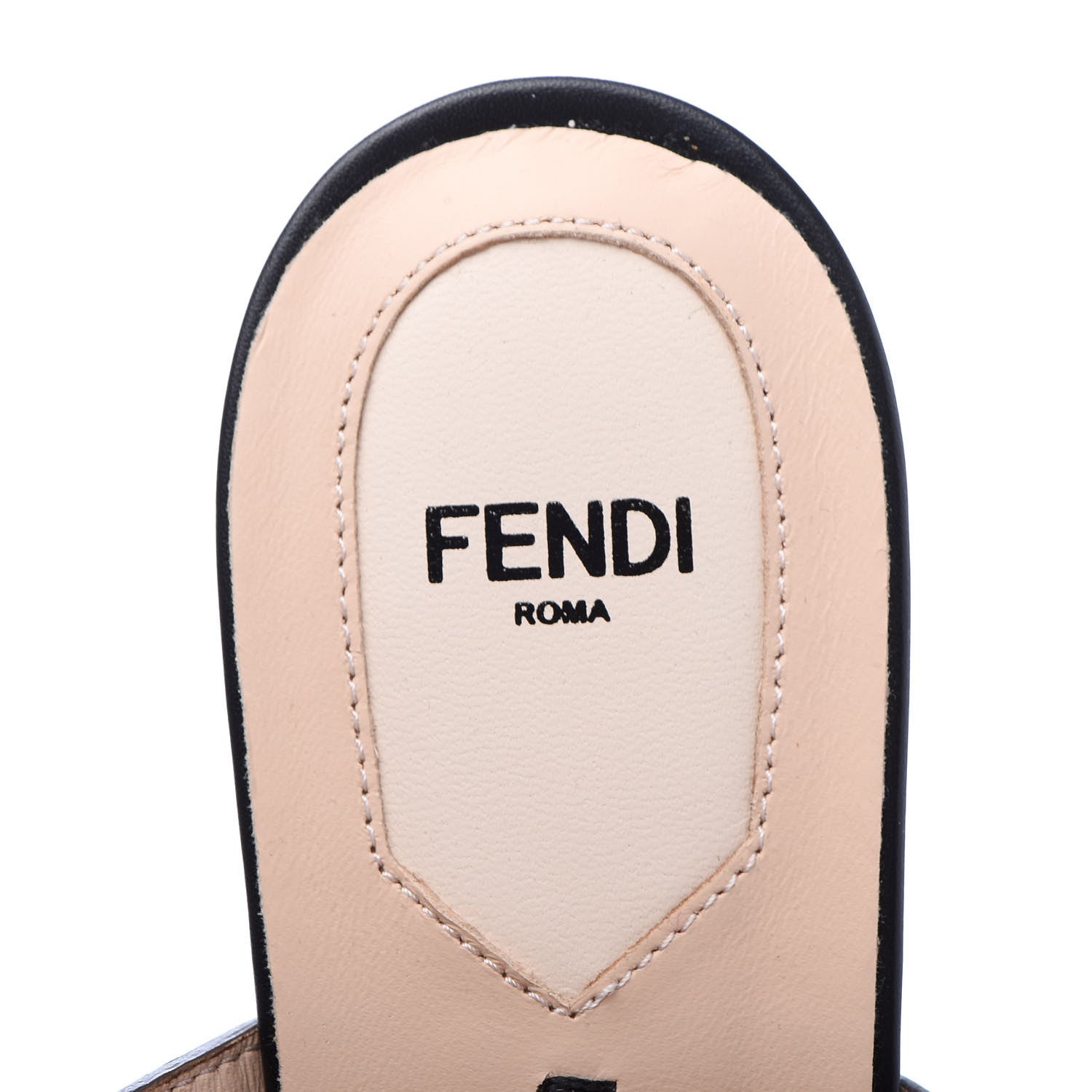 Fendi Vitello FF Embossed Buckle Flat Mules 40 Maya Black 7 of 7
