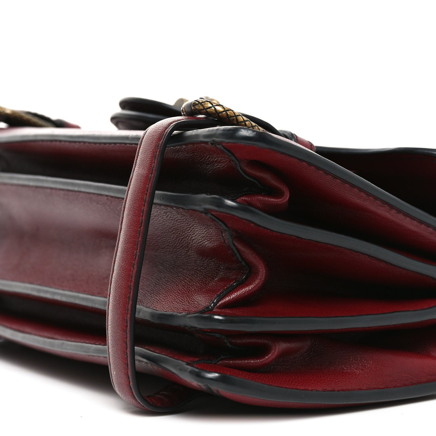 French Calfskin Intrecciato City Knot Bag Burgundy