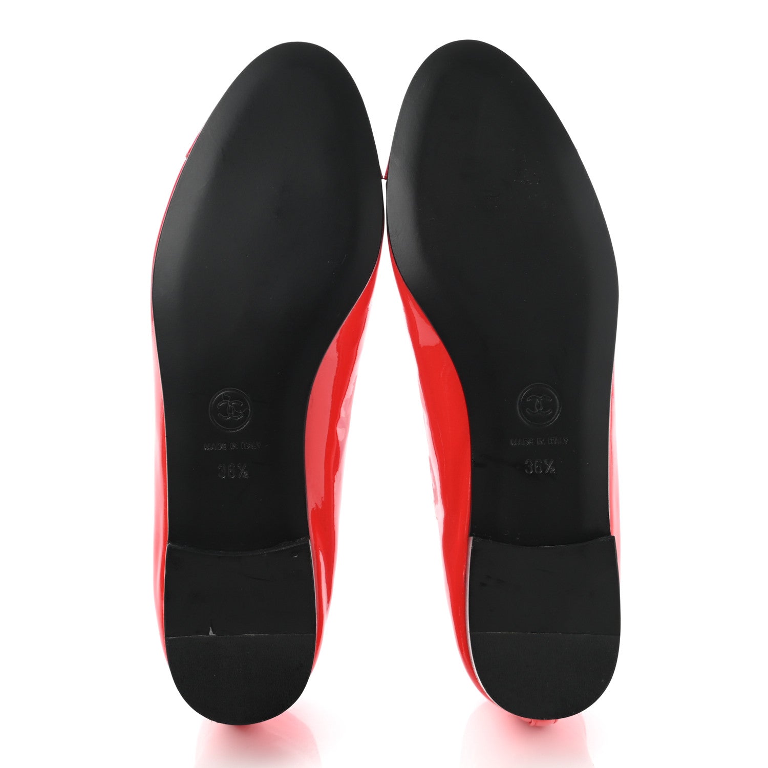 Chanel Patent CC Cap Toe Ballerina Flats 36.5 Red 5 of 10