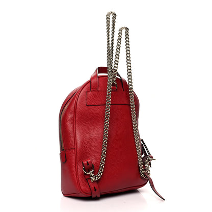 Gucci Pebbled Calfskin Soho Chain Backpack Hibiscus Red 3 of 15