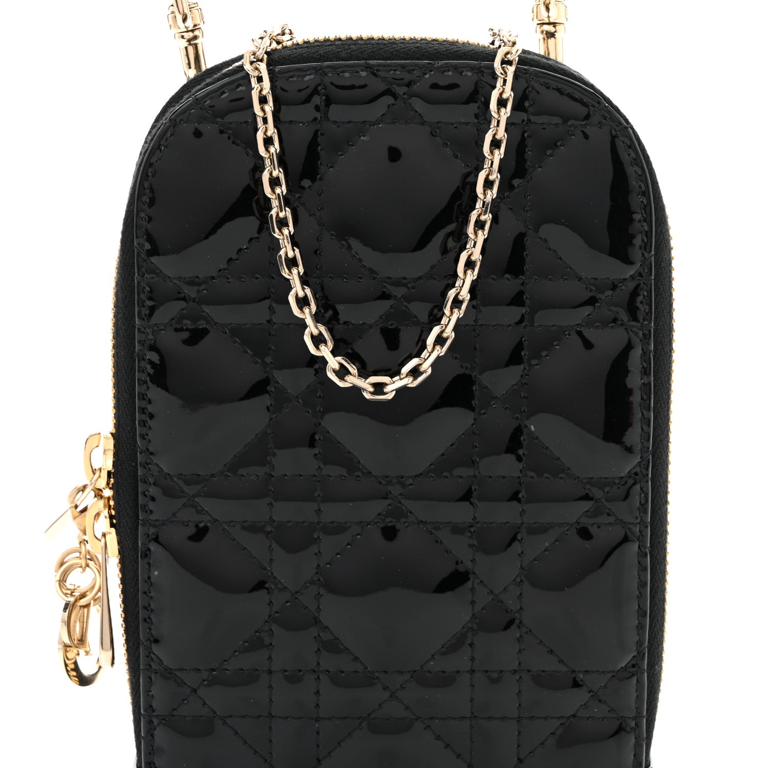Christian Dior Patent Cannage Lady Dior Phone Holder Black 7 of 10