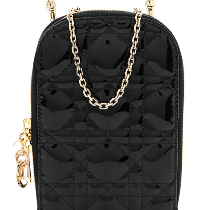 Christian Dior Patent Cannage Lady Dior Phone Holder Black 7 of 10