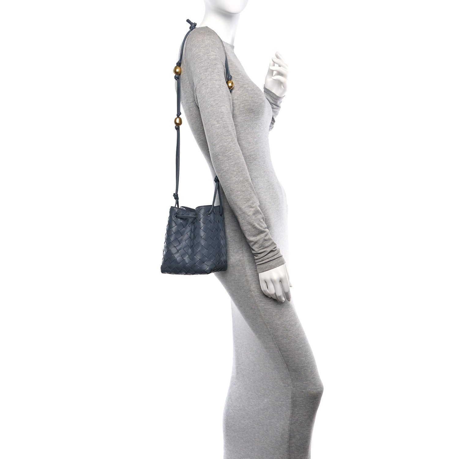 Bottega Veneta Nappa Intrecciato Small Drawstring Bucket Bag Thunder 2 of 14