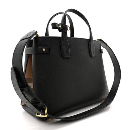 Burberry Derby Calfskin House Check Medium Banner Tote Black 3 of 12