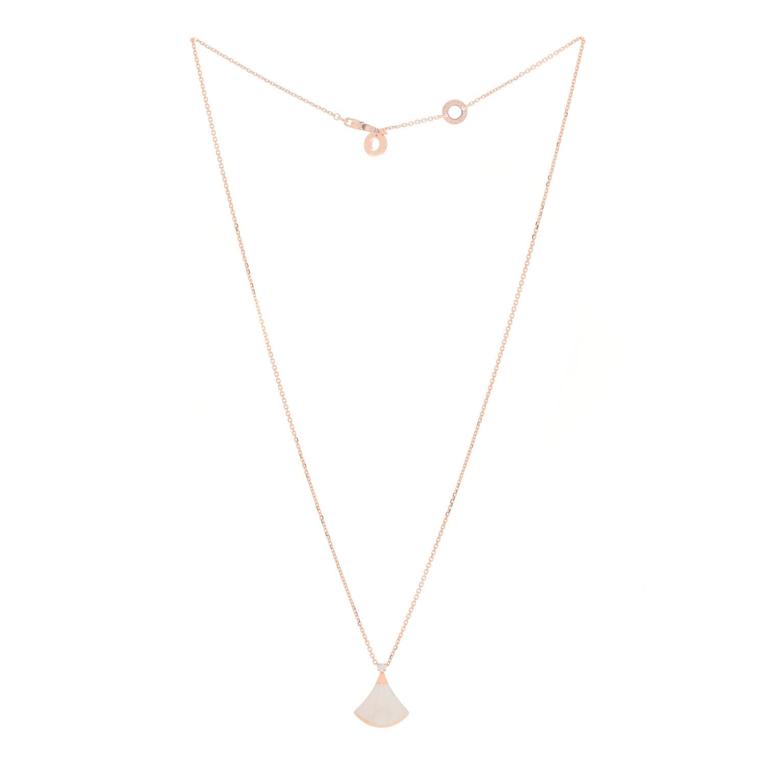 Bulgari 18K Rose Gold Diamond Mother of Pearl Small Divas' Dream Pendant Necklace 3 of 7