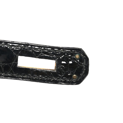 Hermes Shiny Porosus Crocodile Kelly Sellier 32 Black 6 of 10