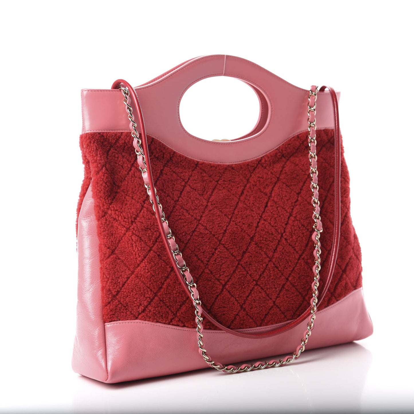 Calfskin Wool Large 31 Shopping Bag Red Pink