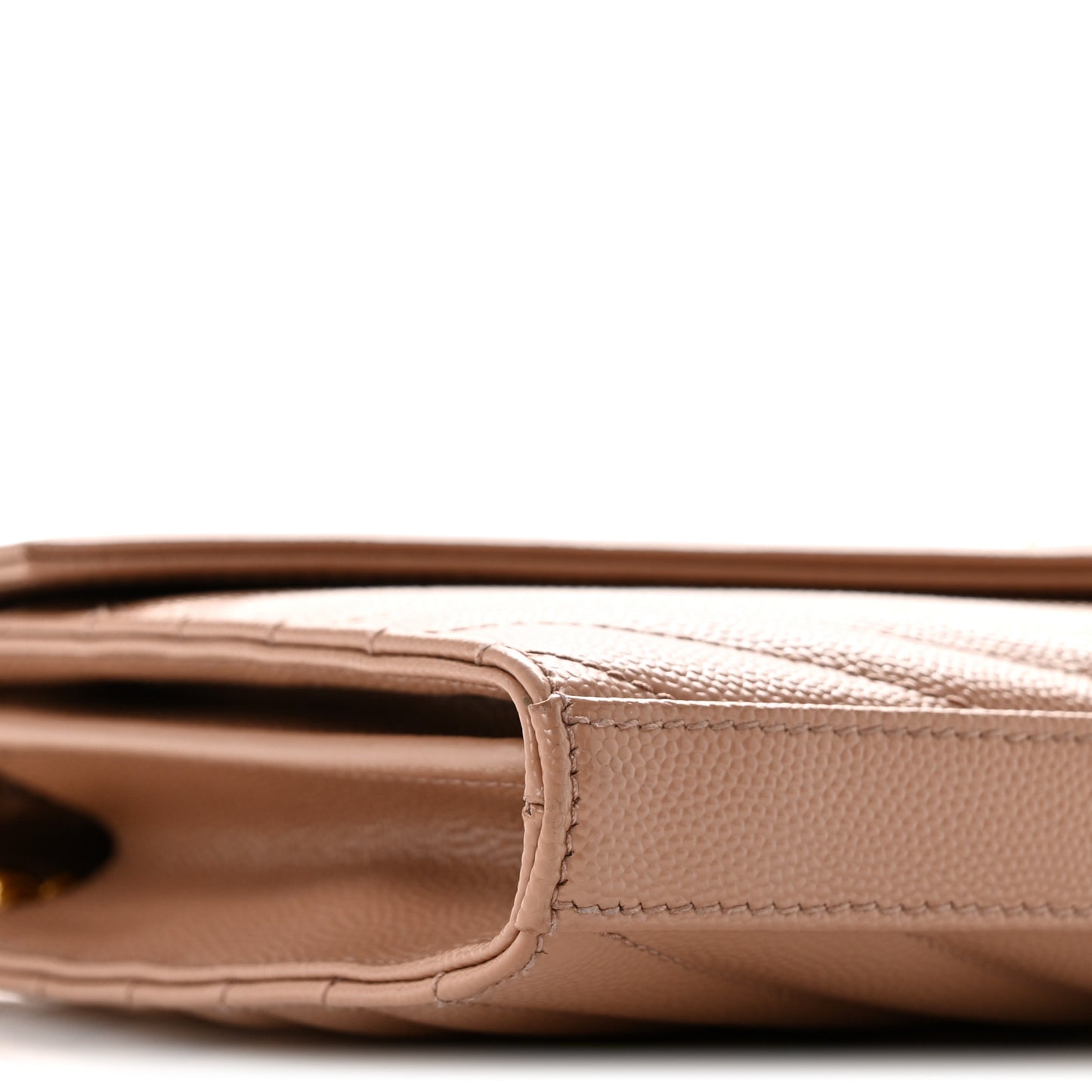 Grain De Poudre Matelasse Chevron Monogram Chain Wallet Vintage Peach