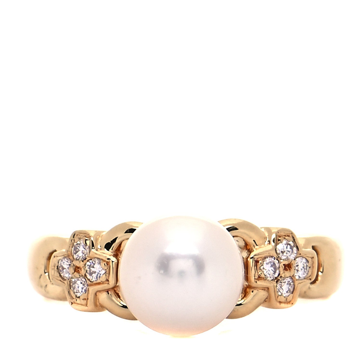 Mikimoto 18K Yellow Gold Diamond Akoya Pearl 7mm Ring 47 4.25 1 of 6