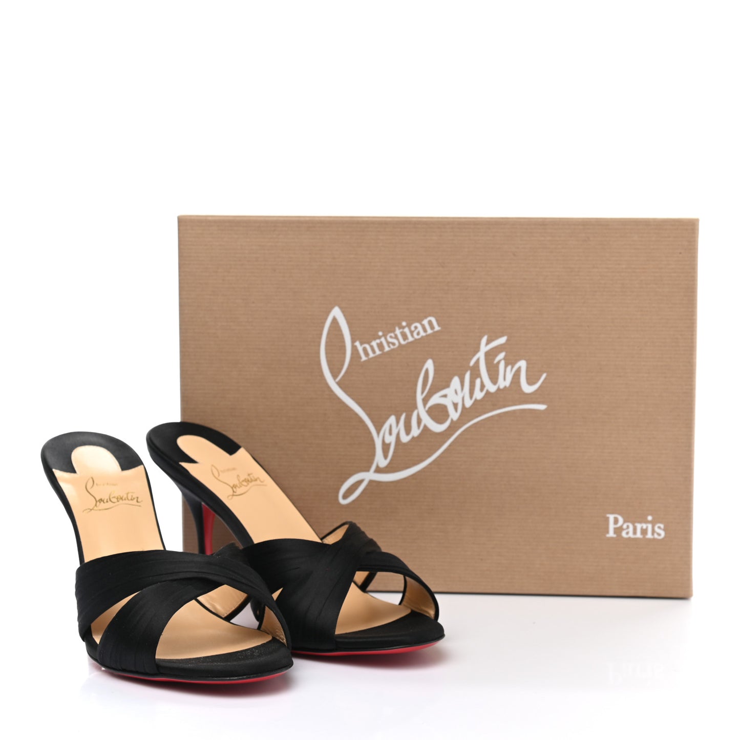 Crepe Satin Nicol Is Back 85 Slide Sandals 38.5 Black