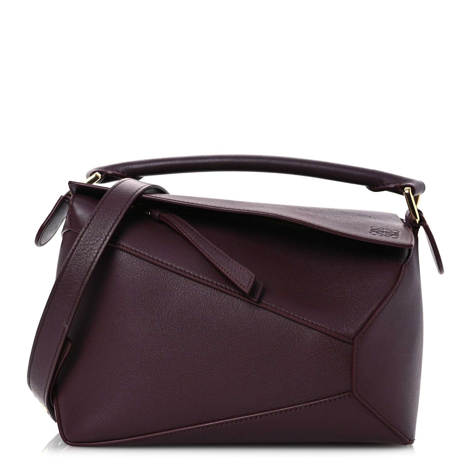 Loewe Soft Grained Calfskin Small Puzzle Edge Bag Dark Burgundy 1 of 17