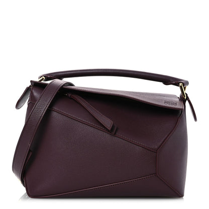 Loewe Soft Grained Calfskin Small Puzzle Edge Bag Dark Burgundy 1 of 17