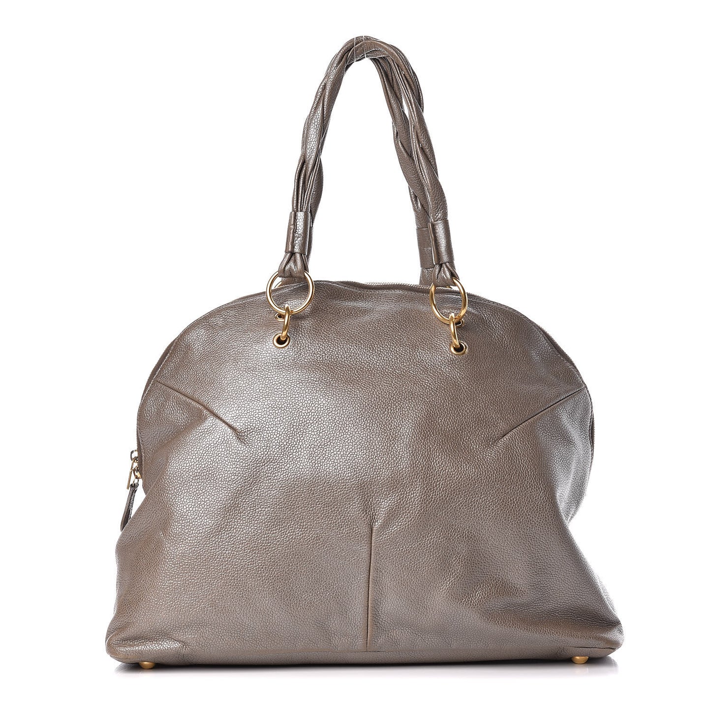 Metallic Calfskin Large Calypso Tote Grey