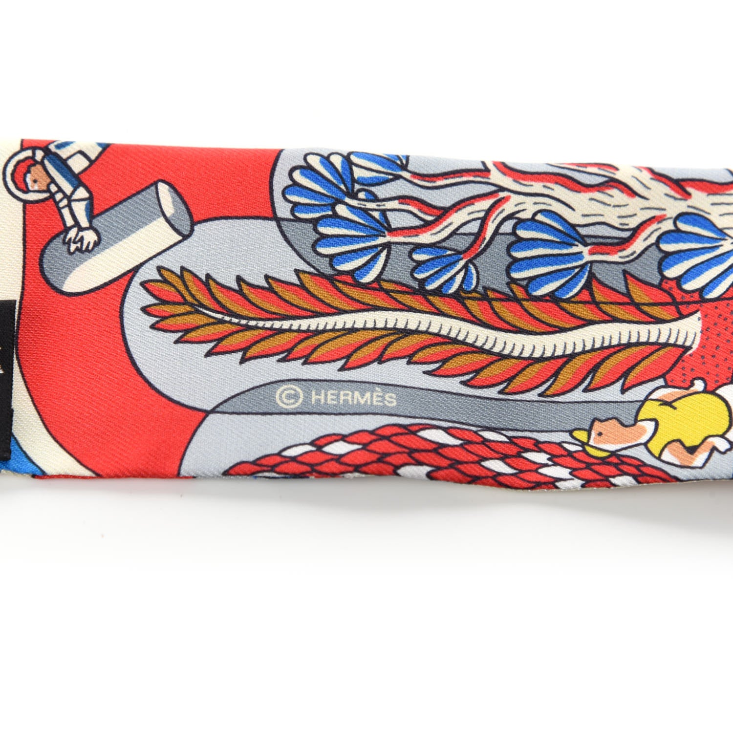 Hermes Silk Exposition Universelle Twilly Rouge Bleu Electrique Gold 3 of 3