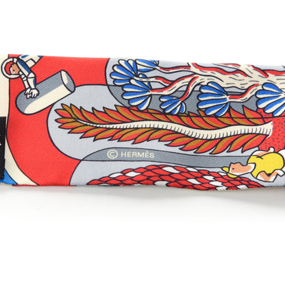 Hermes Silk Exposition Universelle Twilly Rouge Bleu Electrique Gold 3 of 3