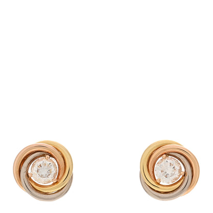 Cartier 18K Pink Yellow White Gold Diamond .35ctw Trinity De Cartier Stud Earrings 1 of 5