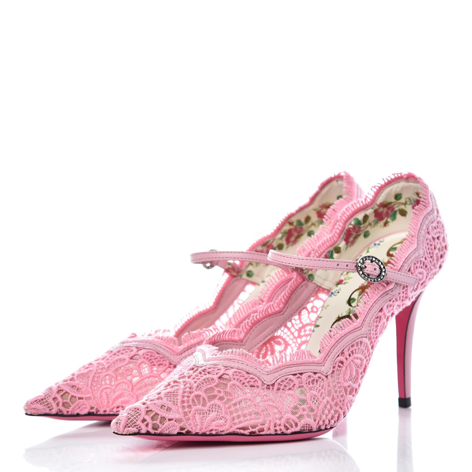 Gucci Lace Pizzo Venice Pumps 37.5 Sugar Pink 3 of 8