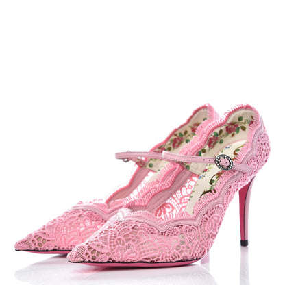 Gucci Lace Pizzo Venice Pumps 37.5 Sugar Pink 3 of 8