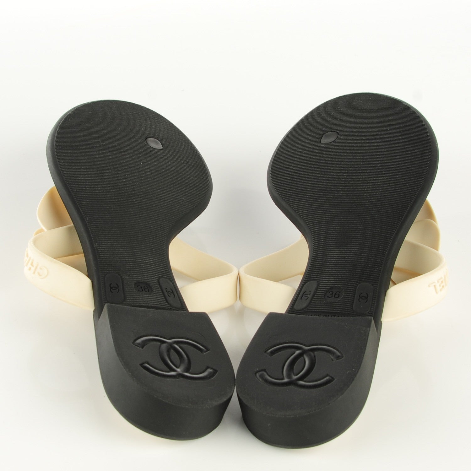 Chanel Jelly Quilted Camellia Thong Sandals 36 Black White 5 of 7