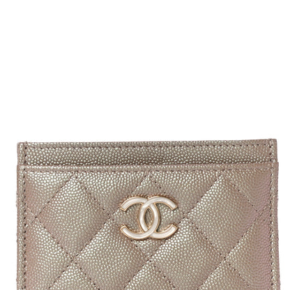 Chanel Iridescent Caviar Quilted Card Holder Beige 9 of 12