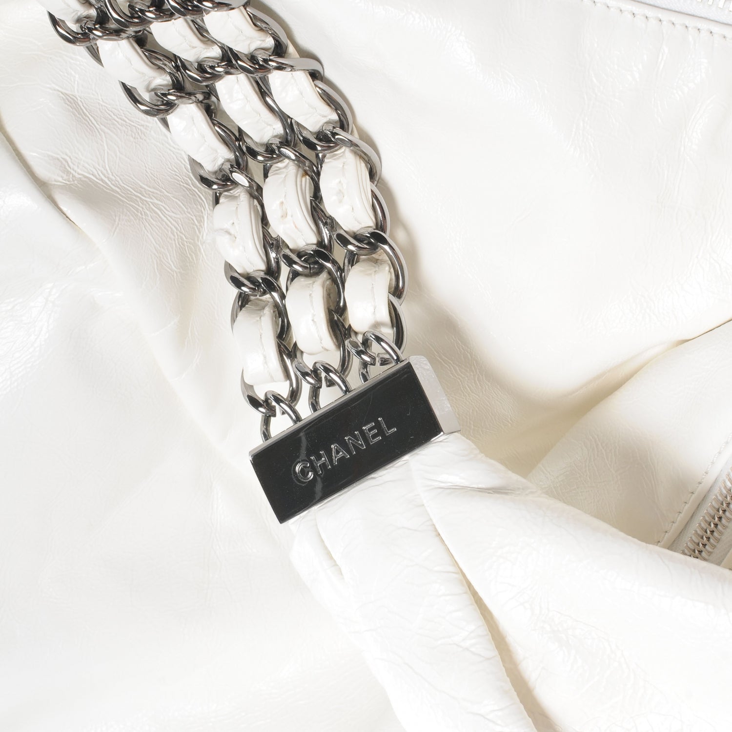 Chanel Lambskin Large Rock and Chain Hobo White 5 of 8