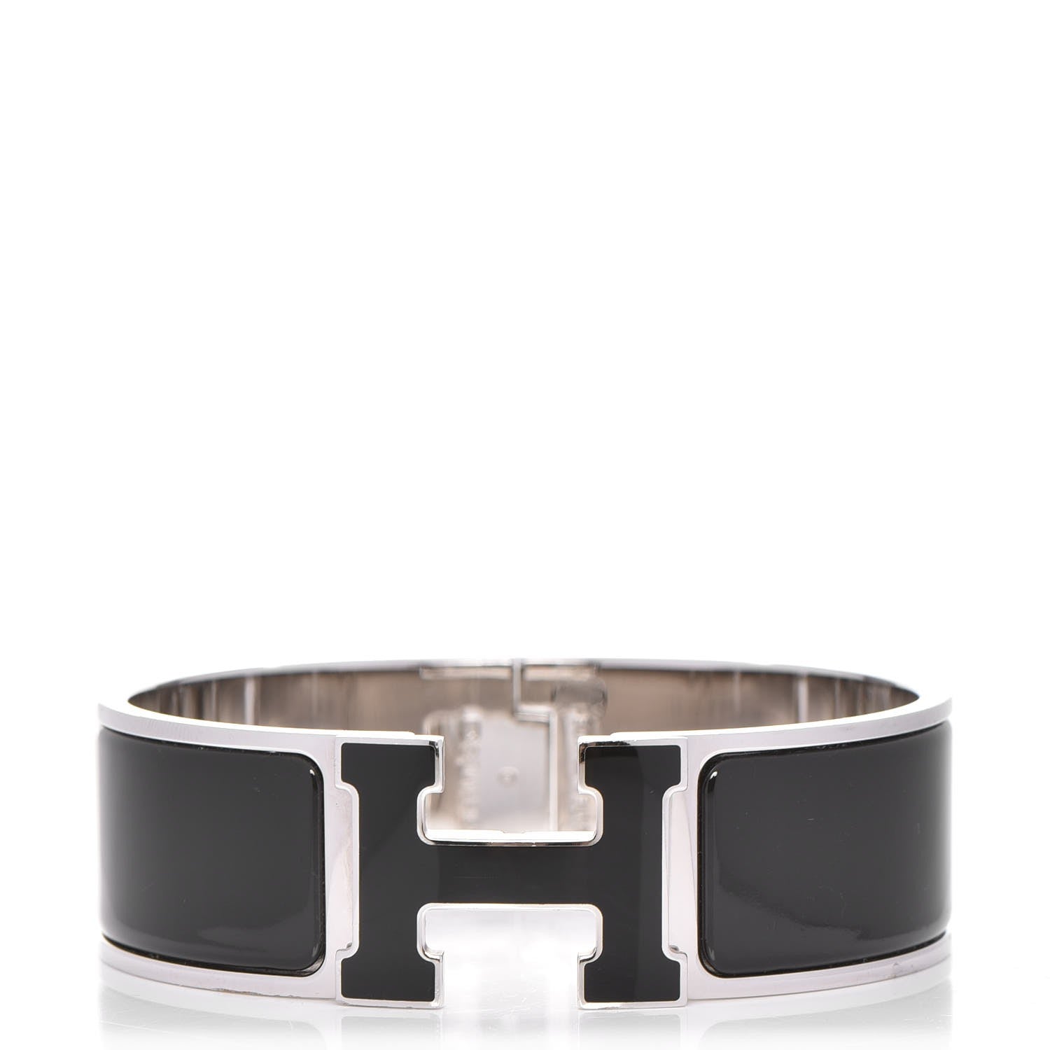 Hermes Enamel Wide Clic Clac H Bracelet GM Black 1 of 4