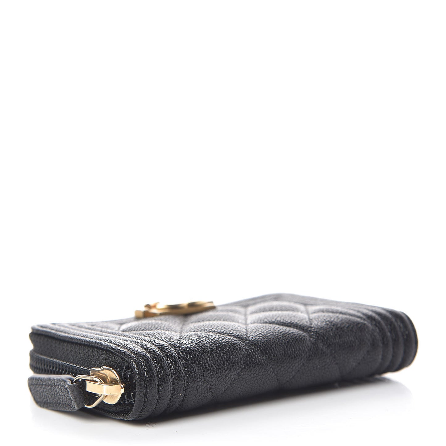 Caviar Quilted Boy Zip Around Coin Purse Wallet Black