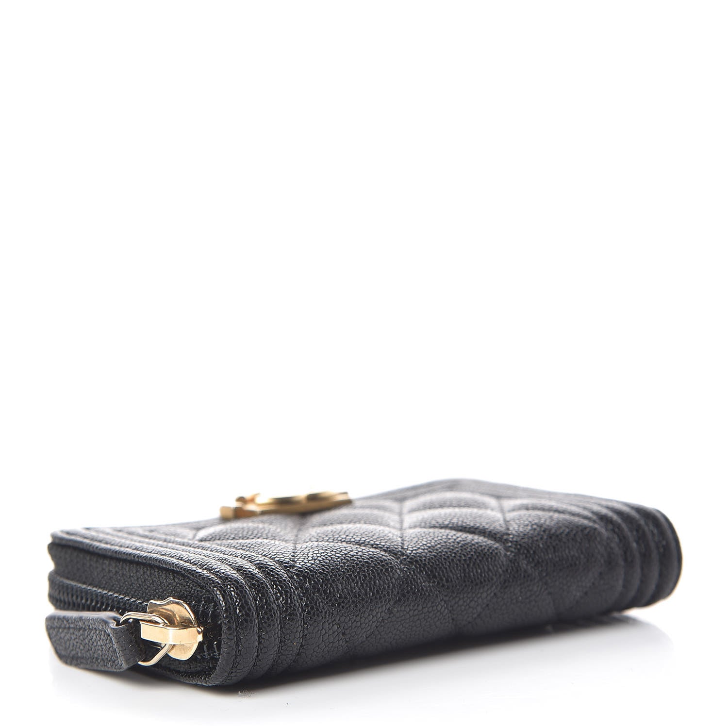 Chanel Caviar Quilted Boy Zip Around Coin Purse Wallet Black 4 of 8