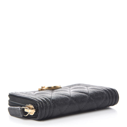 Chanel Caviar Quilted Boy Zip Around Coin Purse Wallet Black 4 of 8
