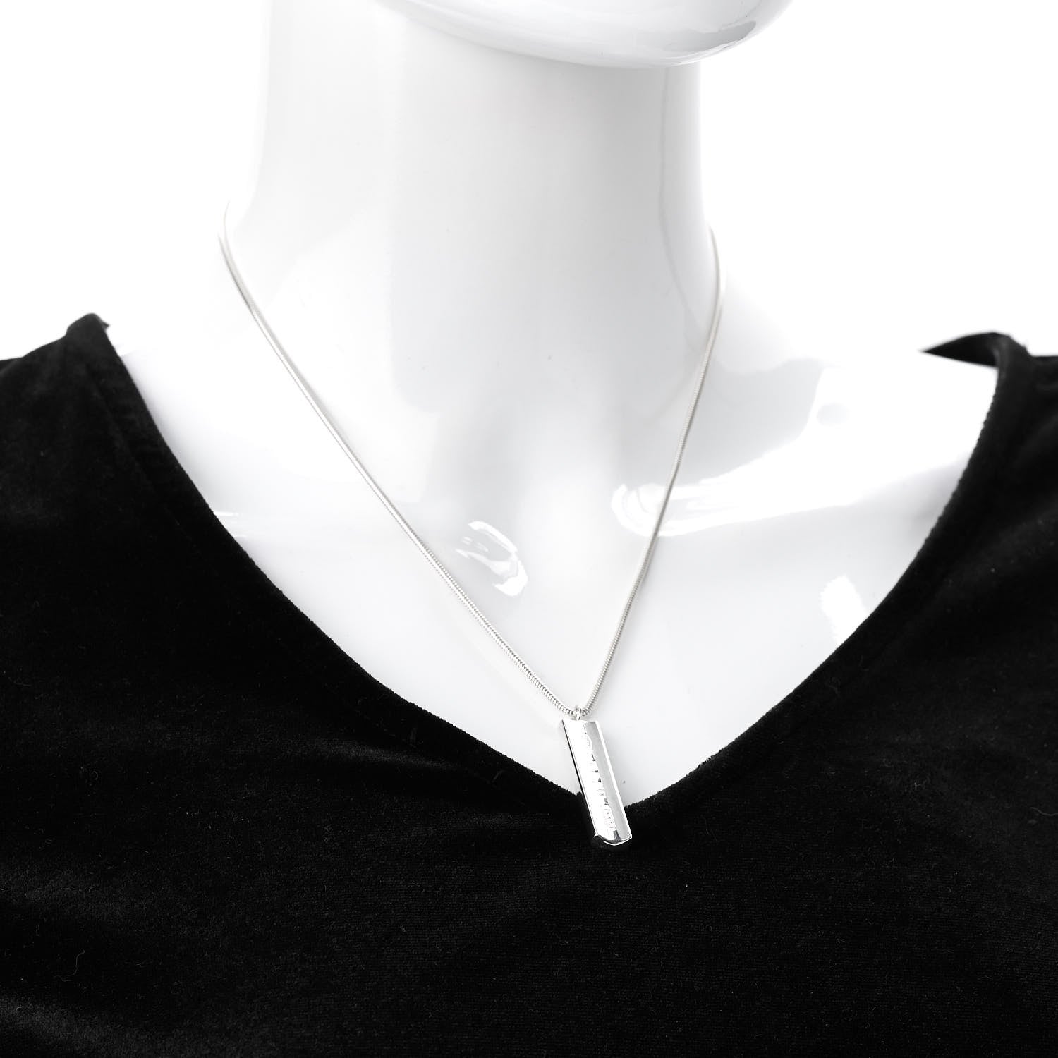 Tiffany Sterling Silver 1837 Bar Pendant Necklace 2 of 7