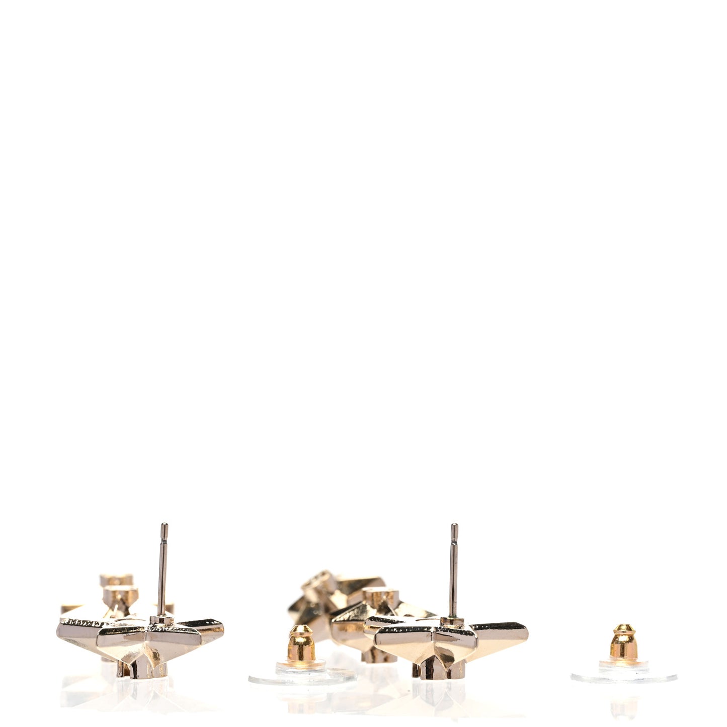 Metal CC Triple Star Drop Earrings Gold