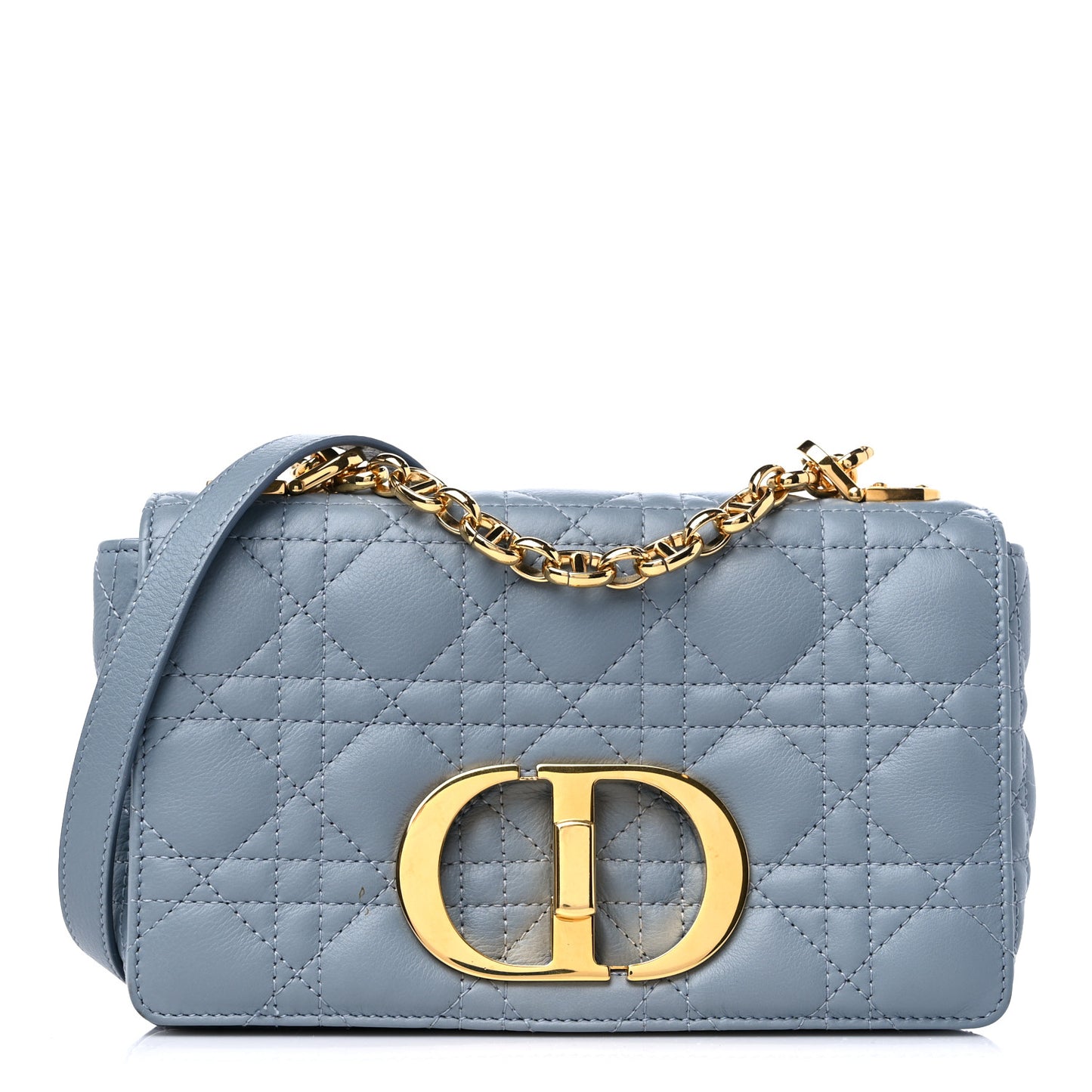 Calfskin Cannage Small Caro Bag Cloud Blue