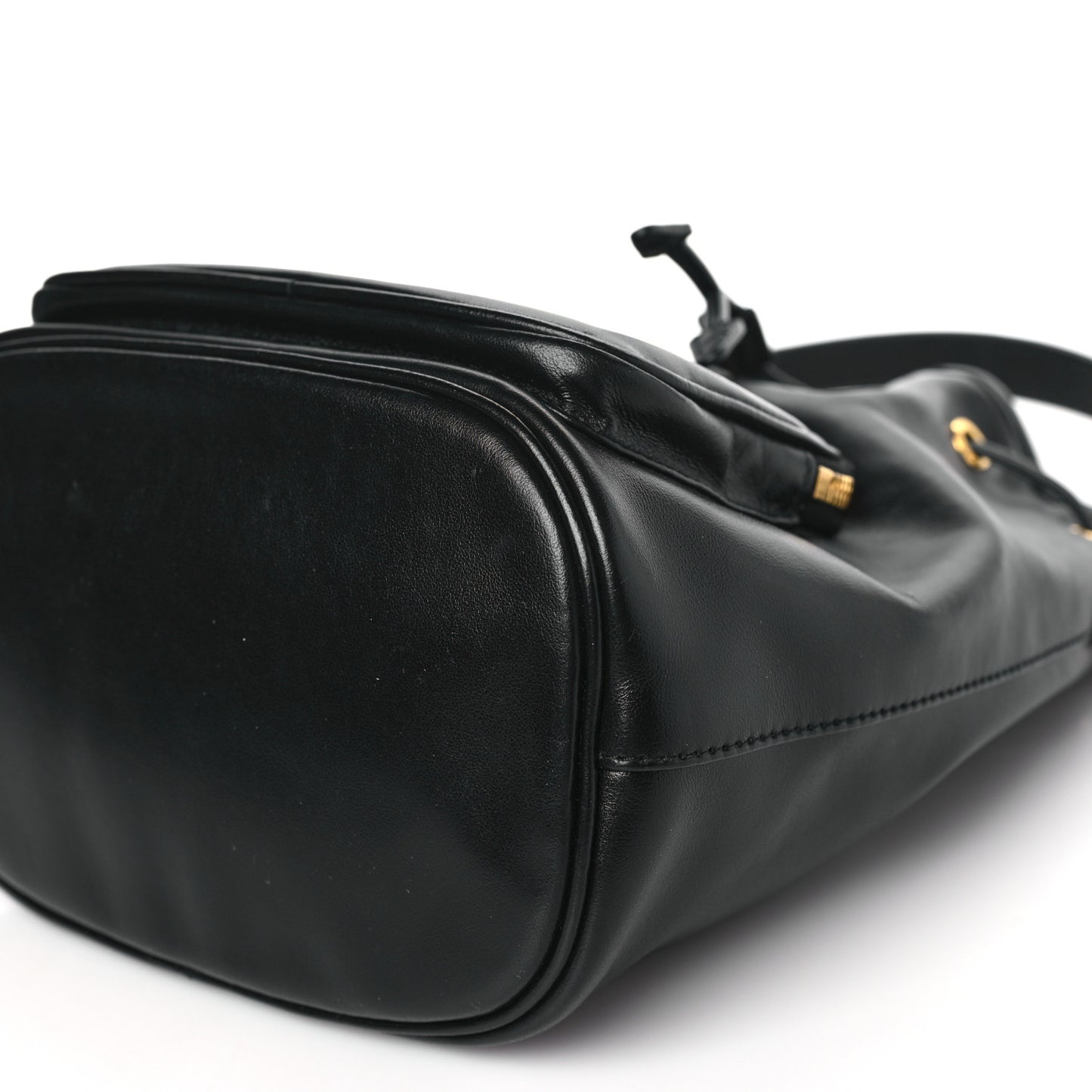 Light Calfskin Saffiano Mini Bucket Crossbody Bag Black