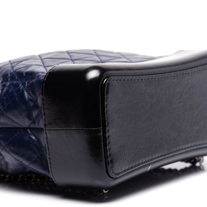 Chanel Aged Calfskin Quilted Gabrielle Backpack Navy Black 5 of 12
