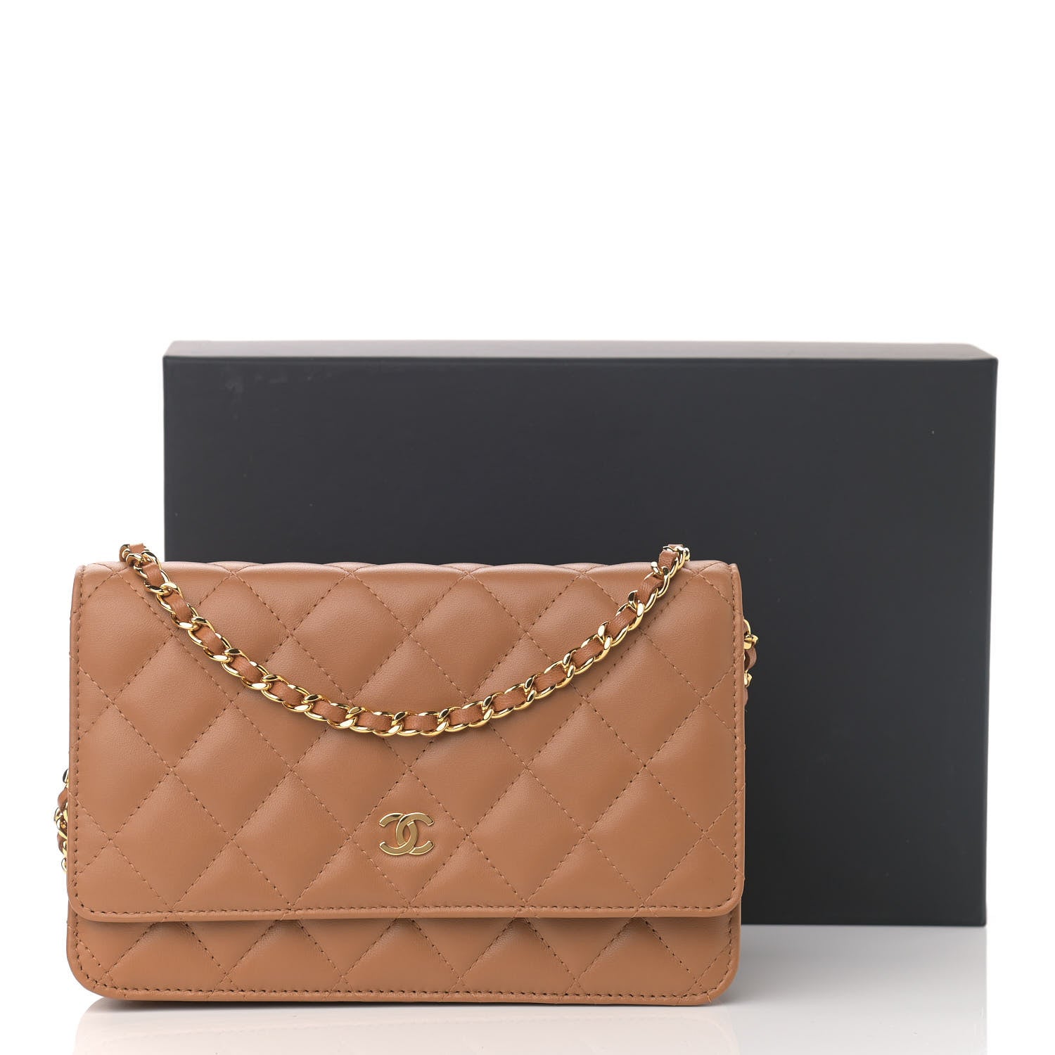 Chanel Lambskin Quilted Wallet on Chain WOC Dark Beige 12 of 12