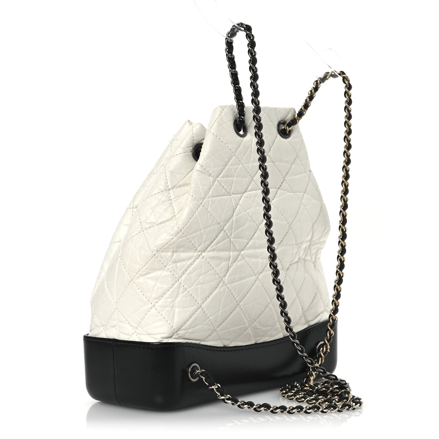 Chanel Aged Calfskin Quilted Gabrielle Backpack Black White 3 of 11