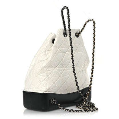 Chanel Aged Calfskin Quilted Gabrielle Backpack Black White 3 of 11