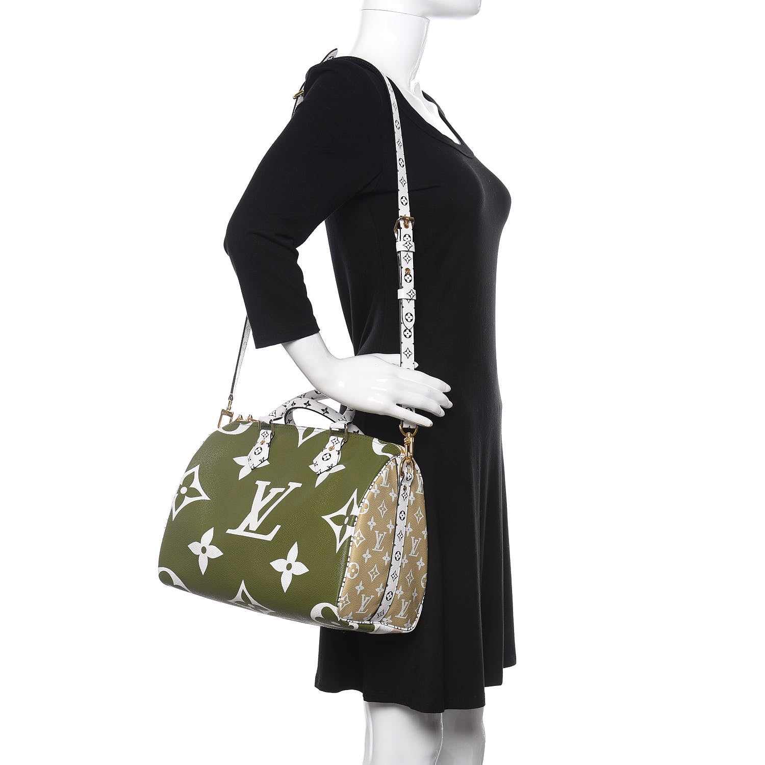 Louis Vuitton Monogram Giant Speedy Bandouliere 30 Kaki Beige 2 of 9