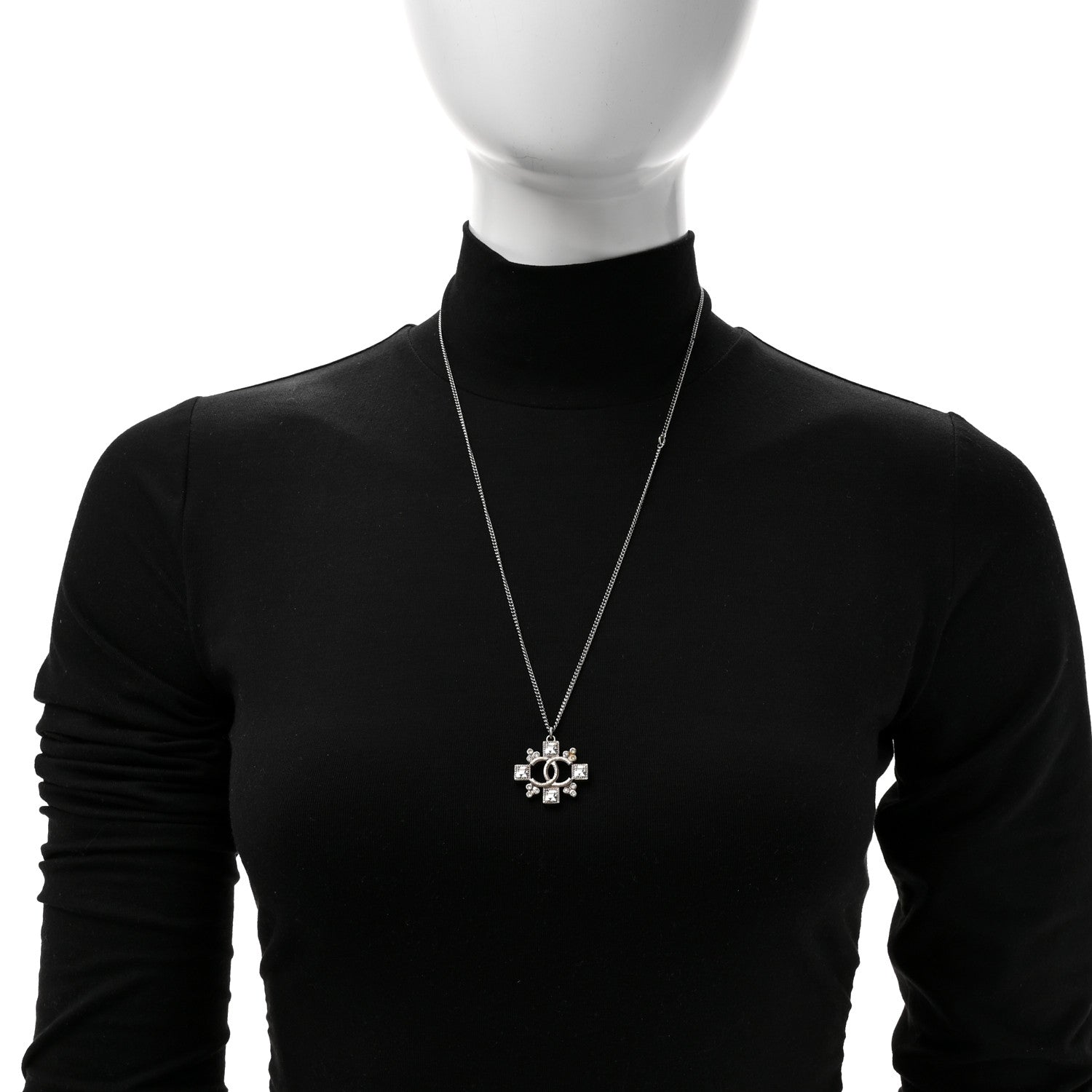 Chanel Crystal Strass Necklace Silver 2 of 5