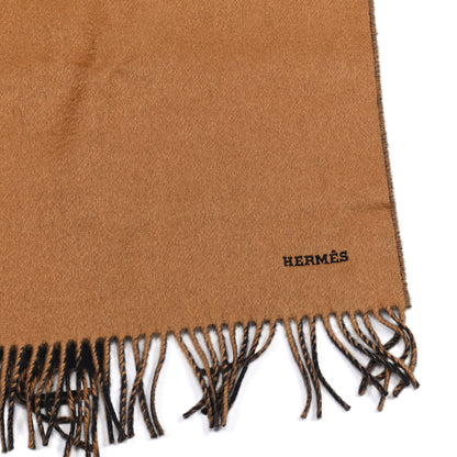 Hermes Cashmere Fringe Double Face Scarf Marine Bronze 4 of 4