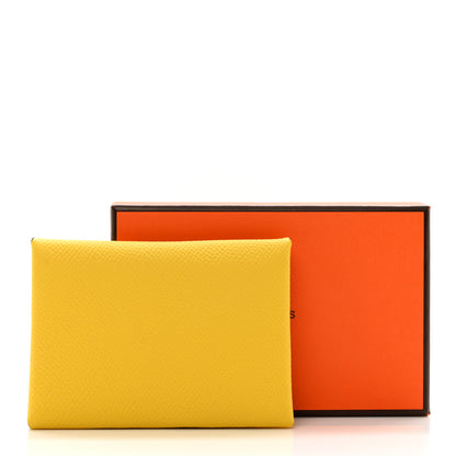Hermes Epsom Calvi Duo Card Case Jaune De Naples 7 of 7