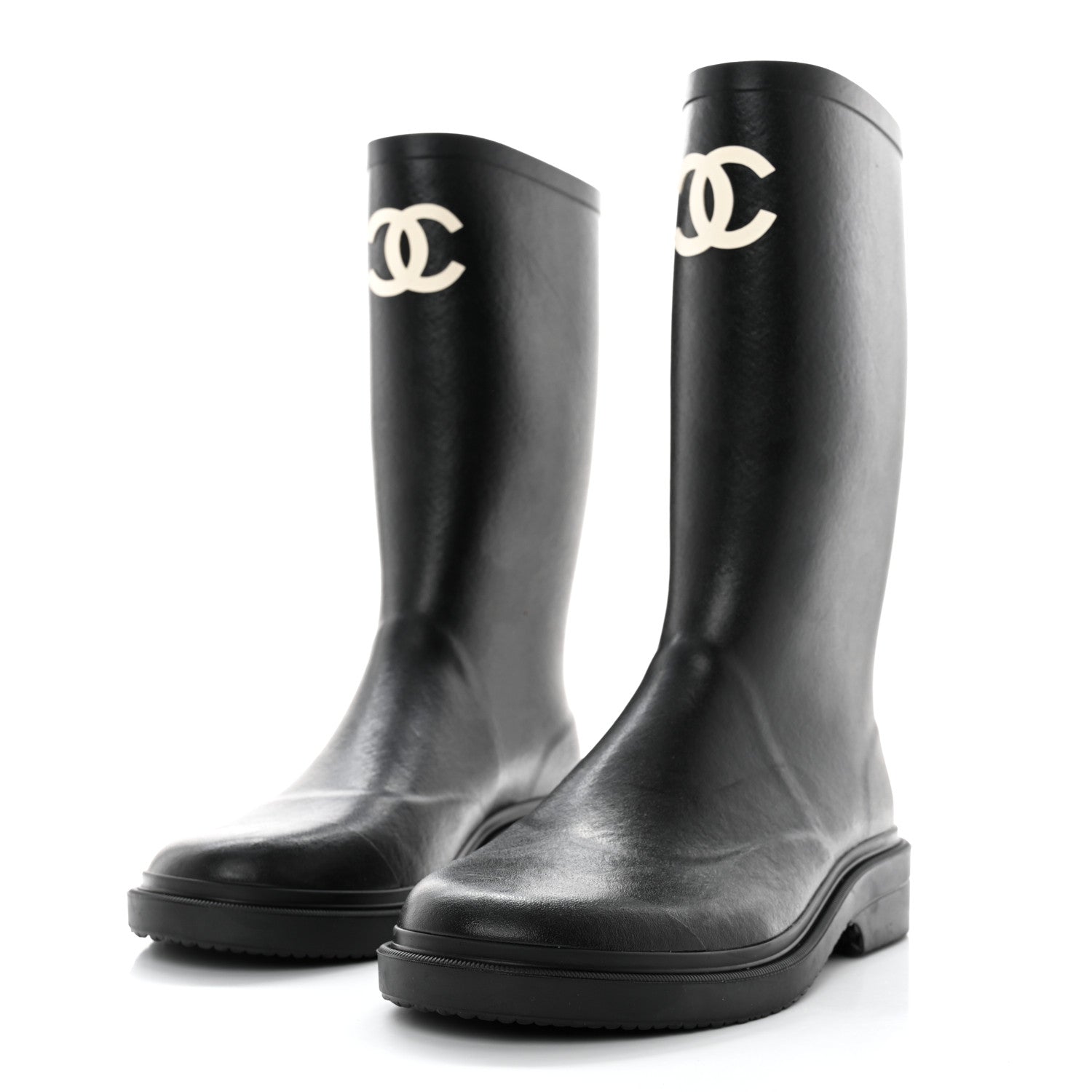 Chanel Caoutchouk CC High Boots 42 Black 3 of 9