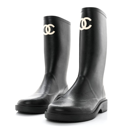 Chanel Caoutchouk CC High Boots 42 Black 3 of 9